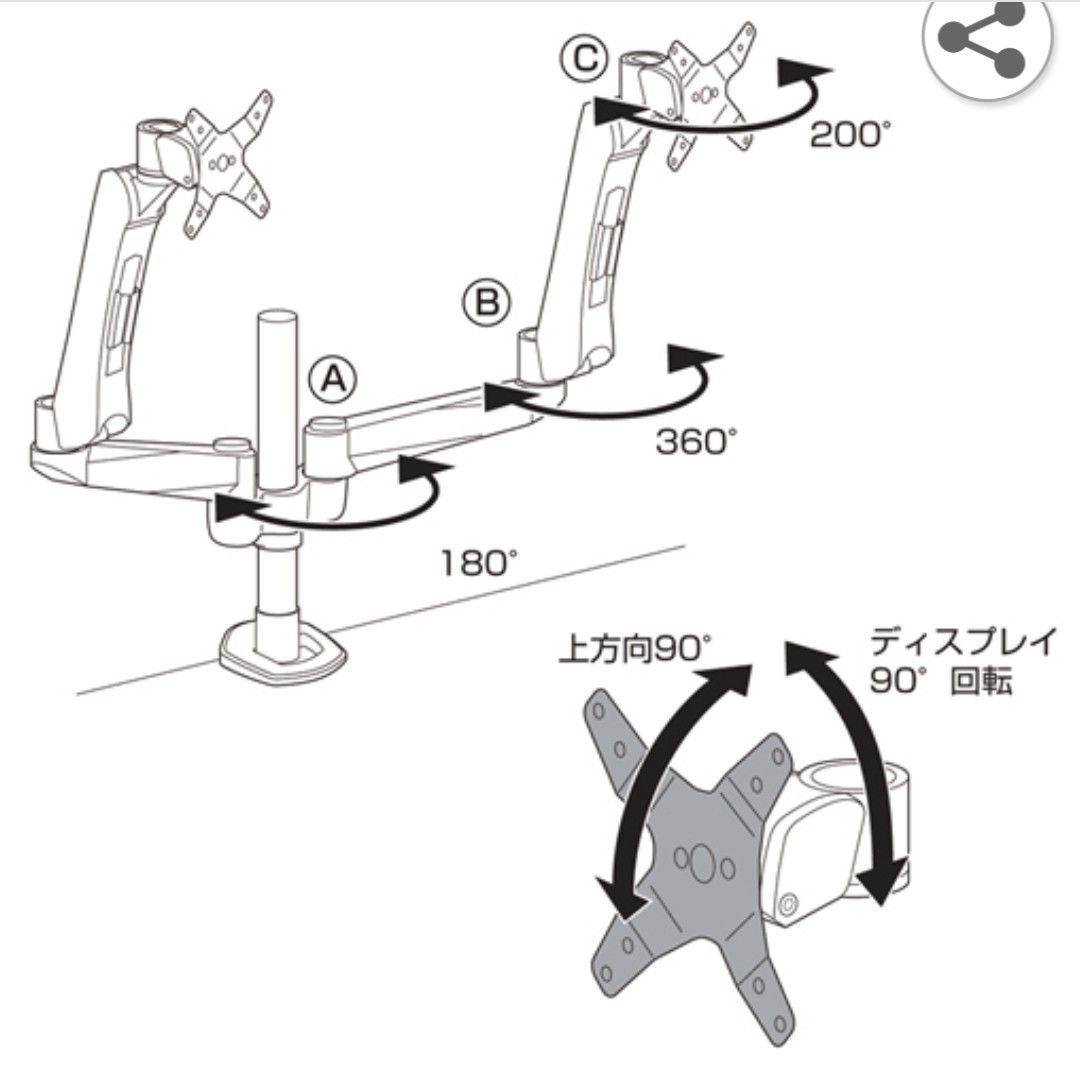 ♣⑦SANWA SUPPLY 水平垂直液晶モニターアーム CR-LA1007