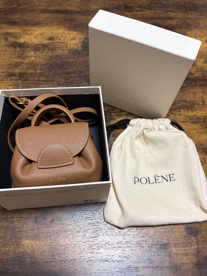 POLÈNE ブラウンレザー ショルダーバッグ