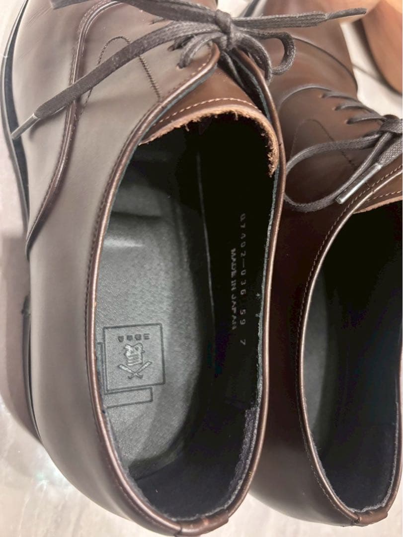 【美品/三陽山長】柔ニ/JUJI ブラウン ドレスシューズ/ストレートチップ