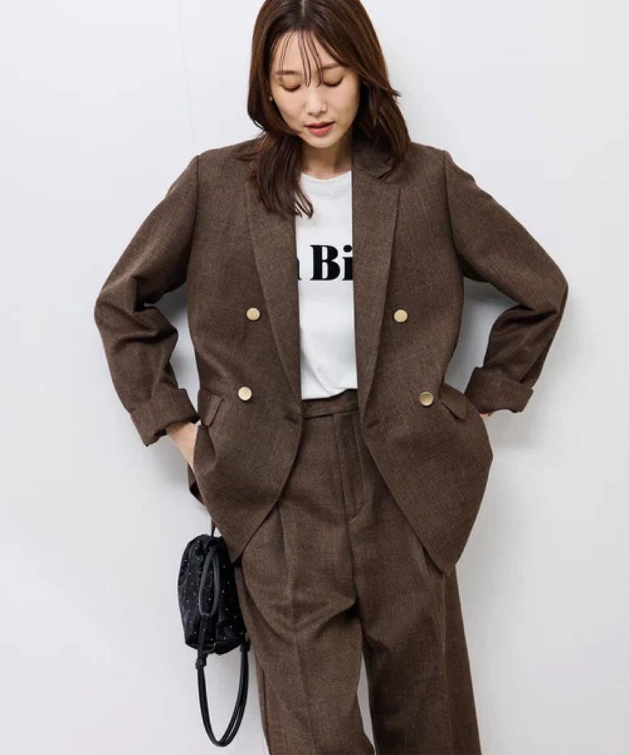 スリートーンツイードジャケット　ブラウン　Mサイズ