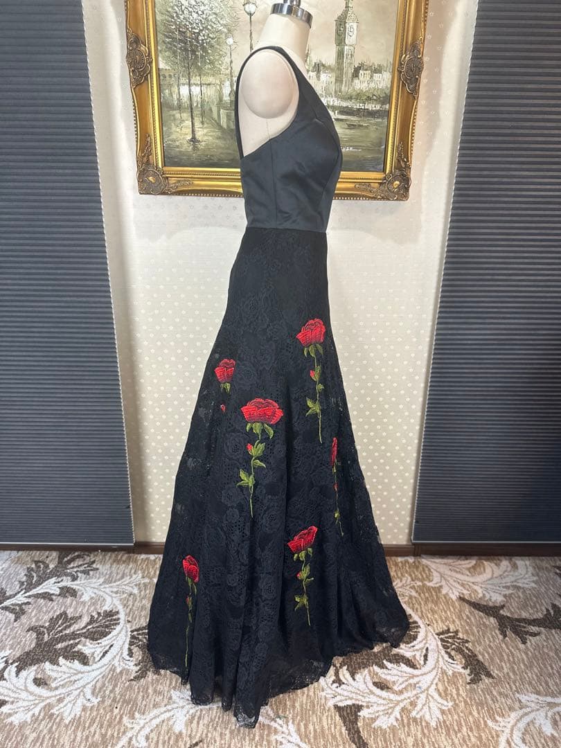 高級薔薇刺繍✨Aラインロングドレスス誕生日二次会パティーキャバ嬢ナイトクラブ