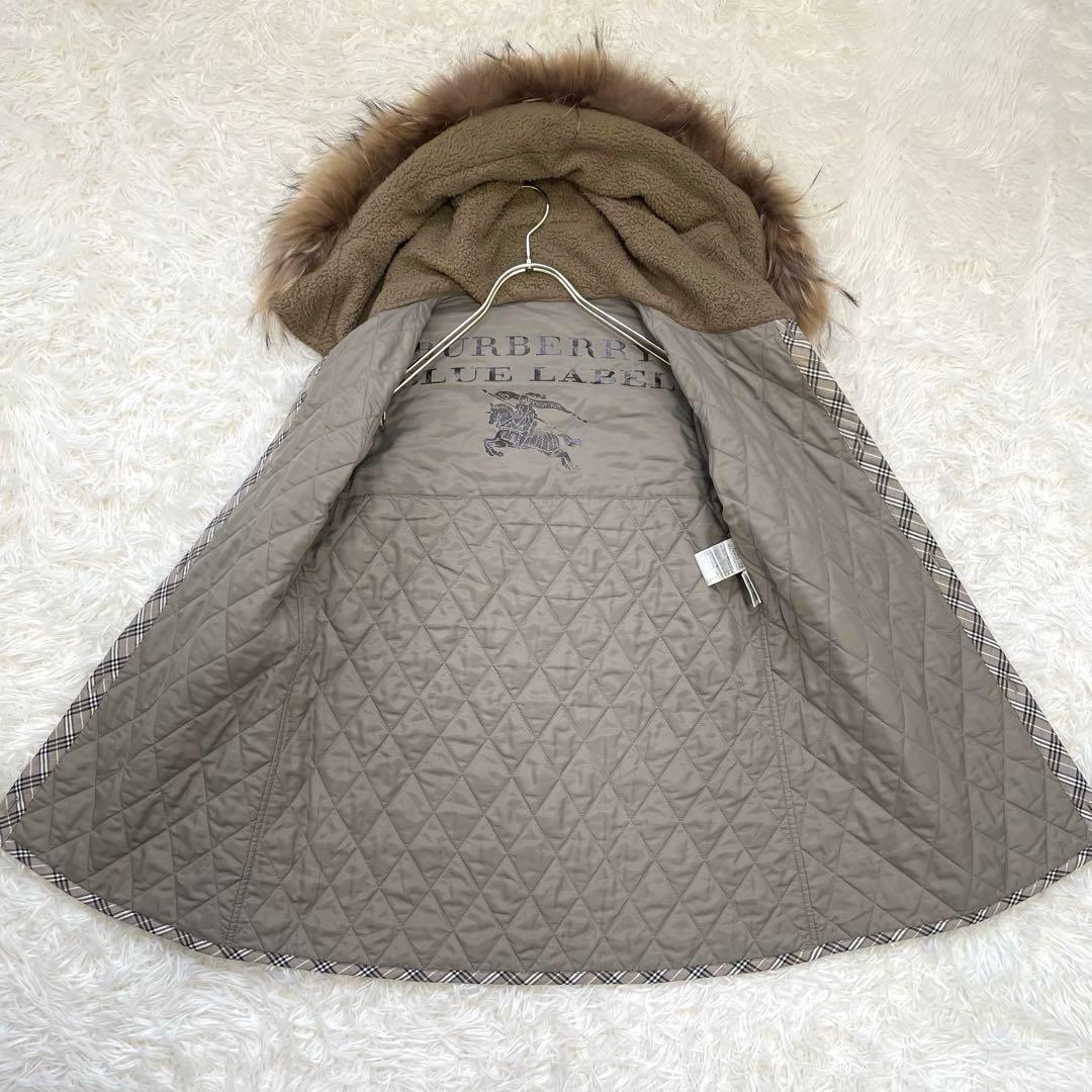 かお☆バーバリーブルーレーベル モッズコート ノバチェック ライナー付き