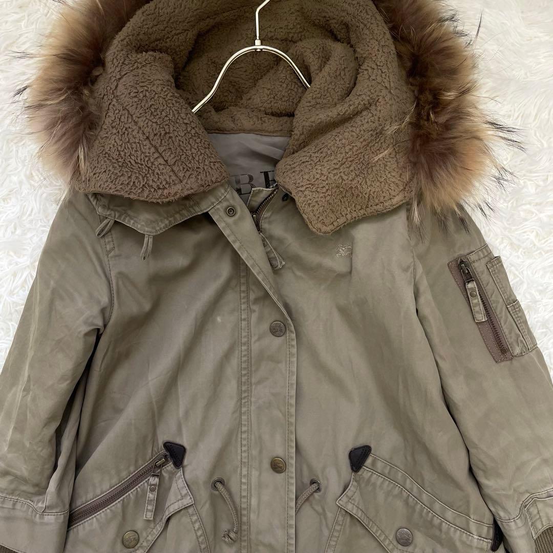 かお☆バーバリーブルーレーベル モッズコート ノバチェック ライナー付き