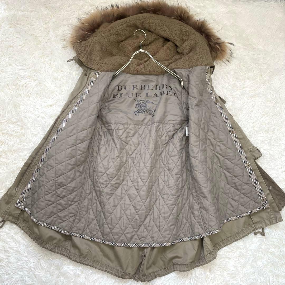 かお☆バーバリーブルーレーベル モッズコート ノバチェック ライナー付き