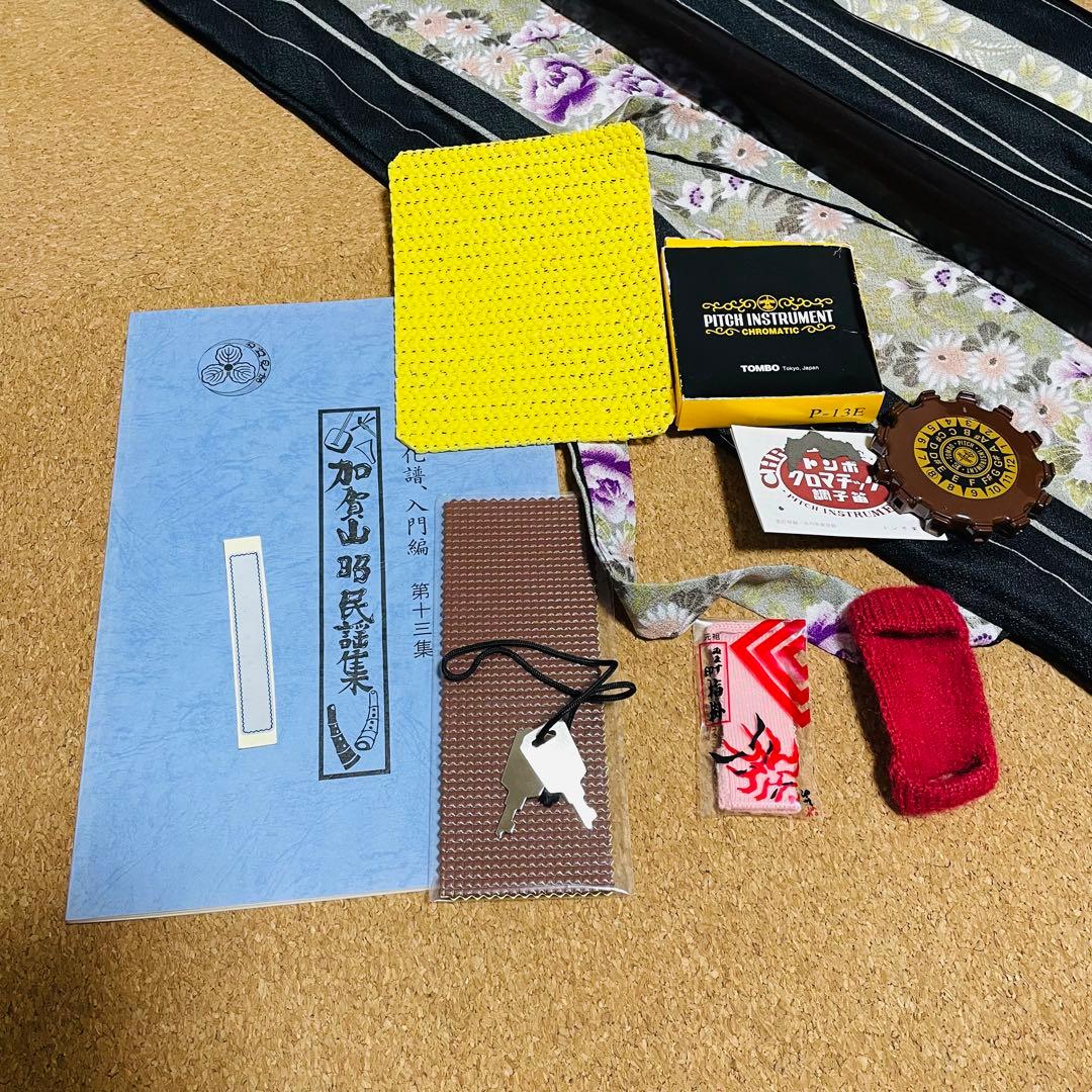 地唄 民謡 三味線 中棹 東さわり 紅木? 紫檀? ハードケース鍵付　付属品色々