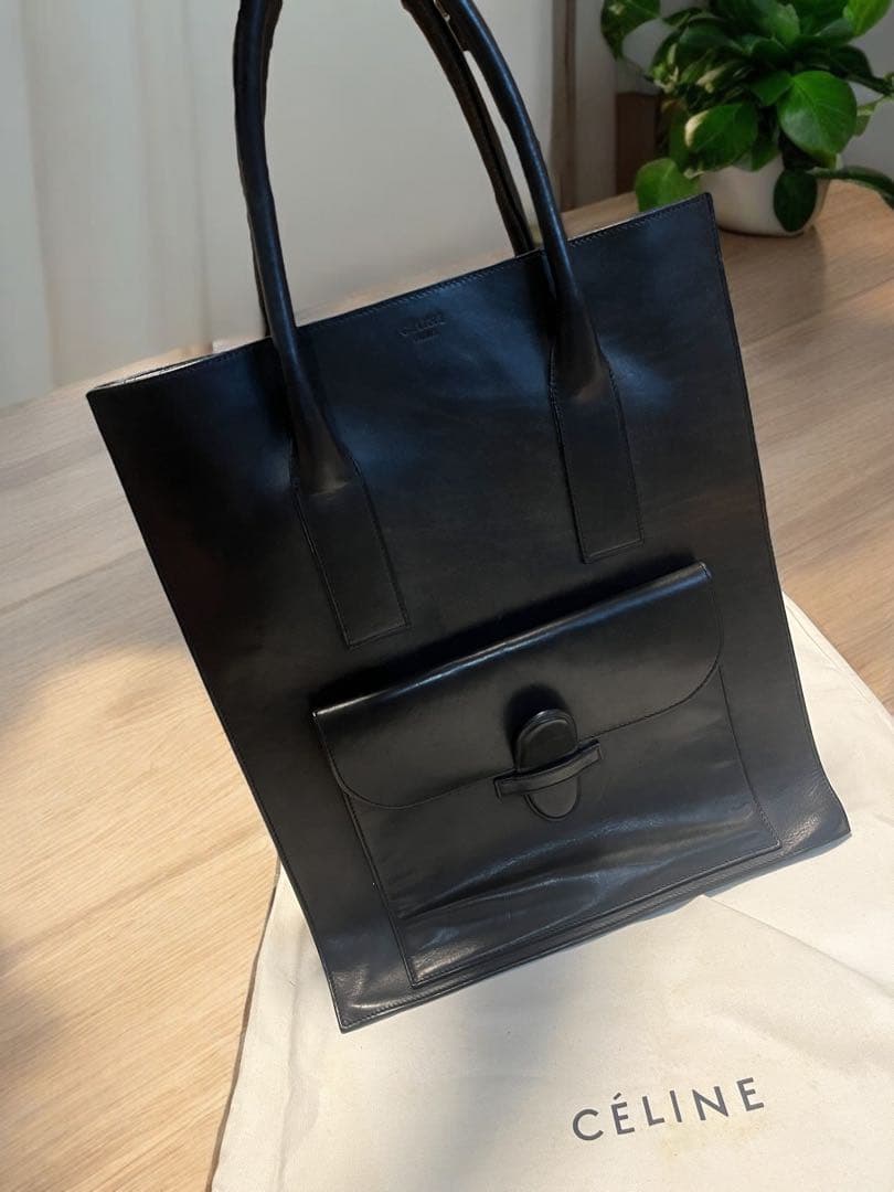 レアCELINE セリーヌ スクエア型 レザー トートバッグ
