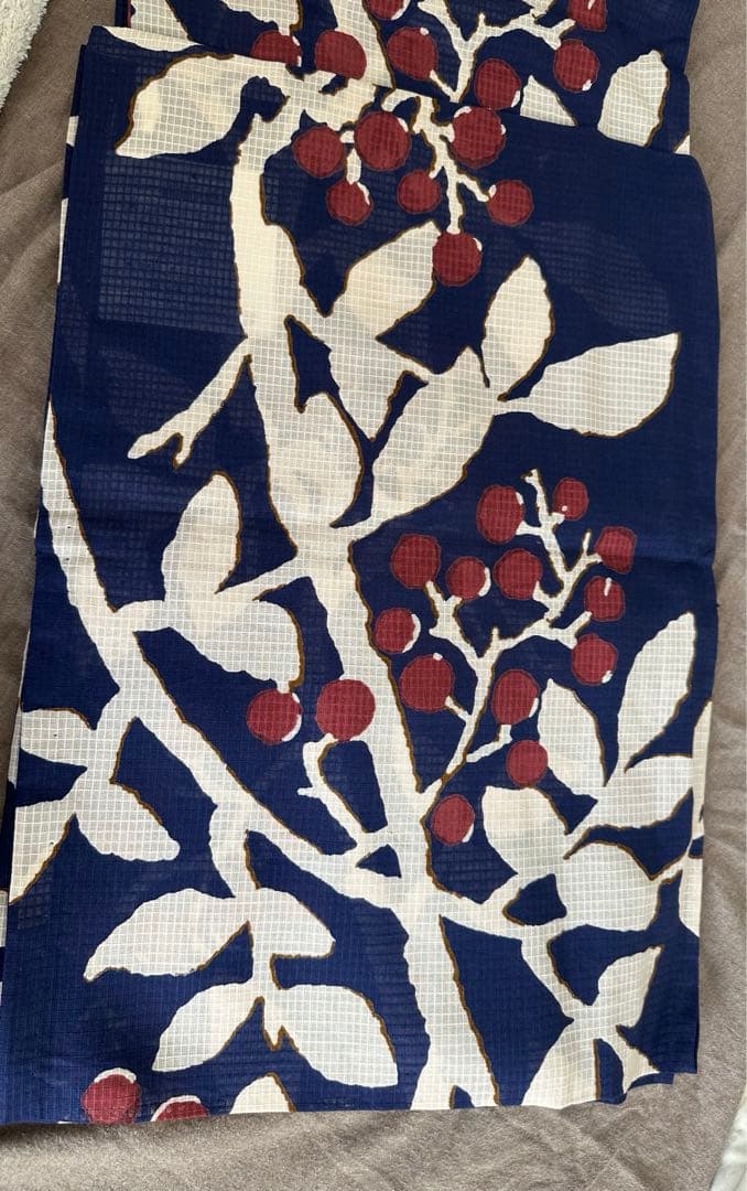 UNSODO 芸艸堂　浴衣　新品未使用　綿紅梅　南天　紺