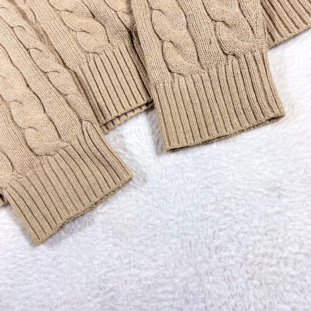 ポロラルフローレン ハーフジップ ケーブルニット 現行 ブラウン XL ニット