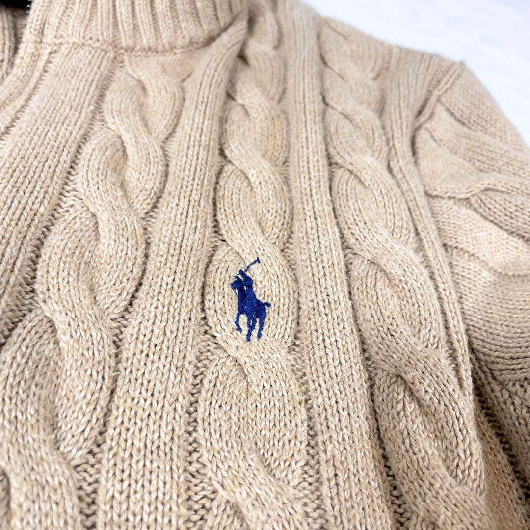 ポロラルフローレン ハーフジップ ケーブルニット 現行 ブラウン XL ニット