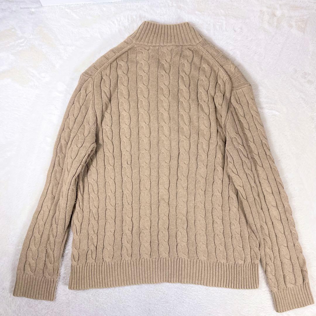 ポロラルフローレン ハーフジップ ケーブルニット 現行 ブラウン XL ニット