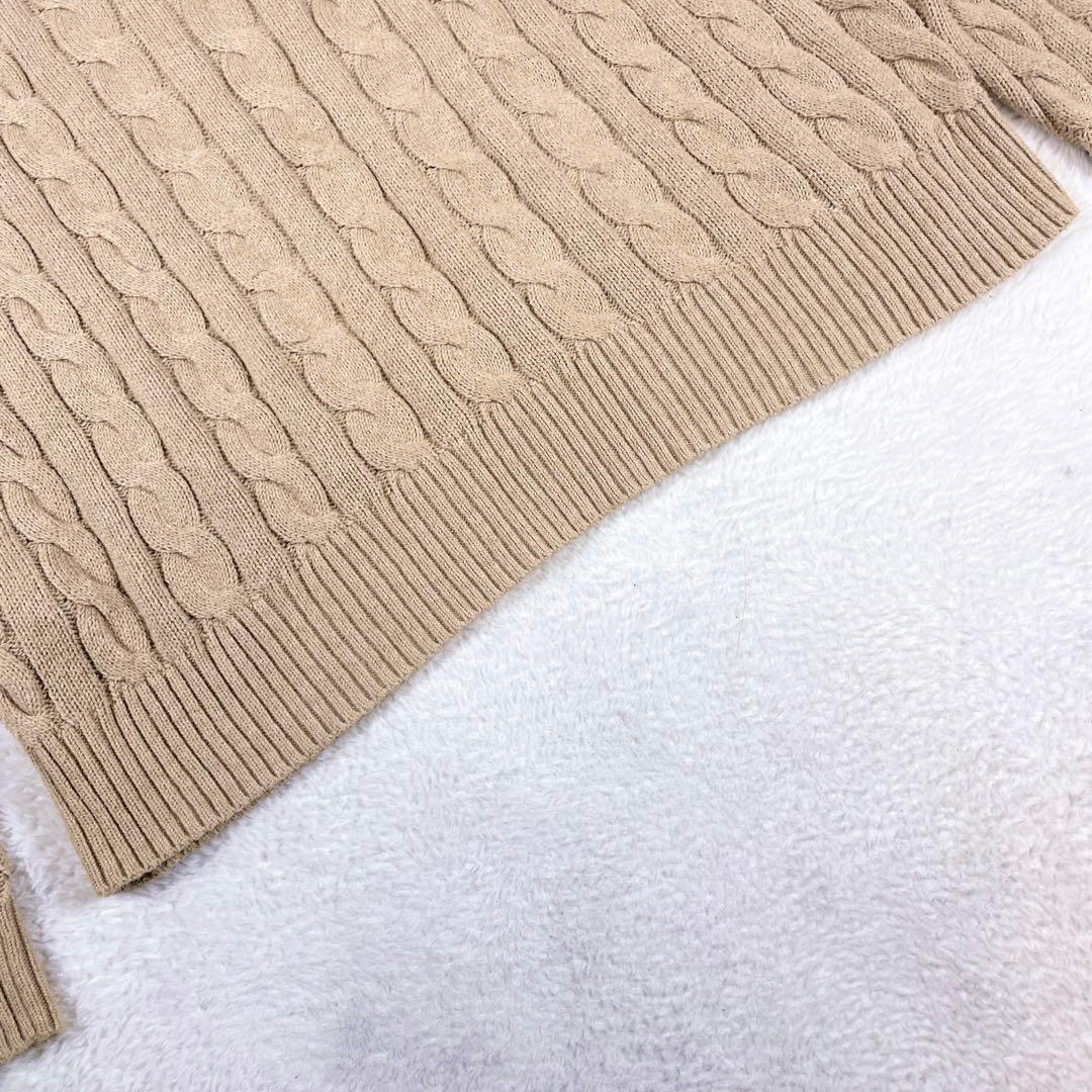 ポロラルフローレン ハーフジップ ケーブルニット 現行 ブラウン XL ニット