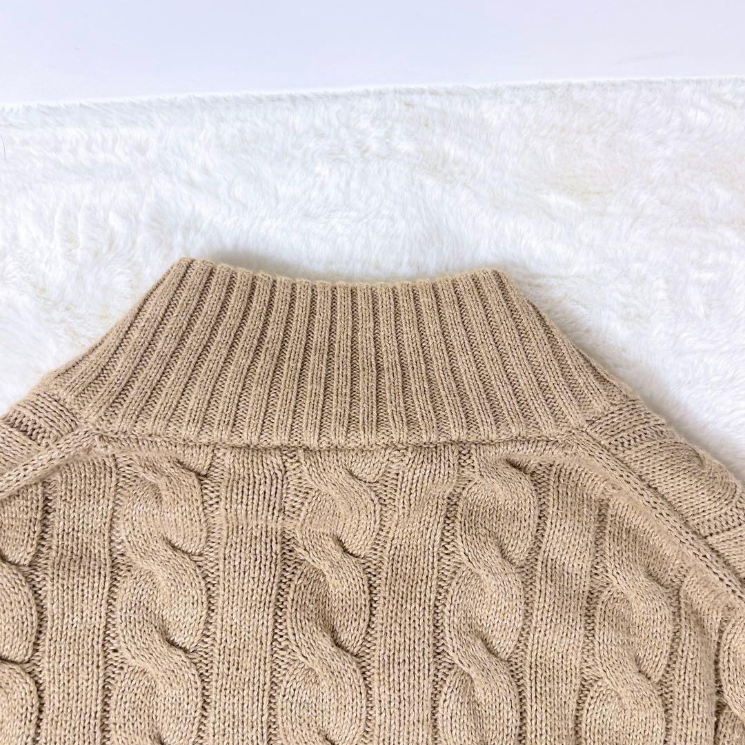 ポロラルフローレン ハーフジップ ケーブルニット 現行 ブラウン XL ニット