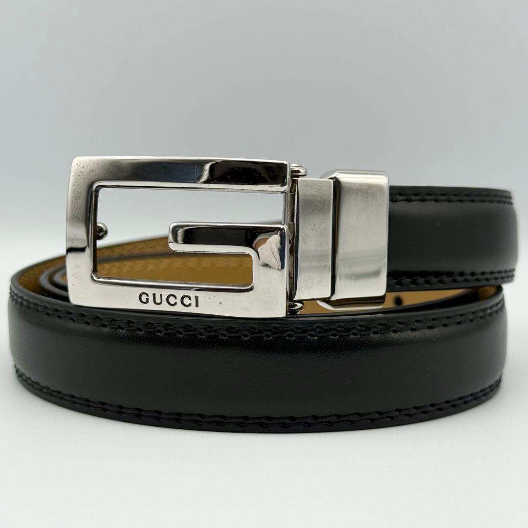✨美品✨グッチ ベルト Gバックル シルバー金具 レディース 本革 ビジネス