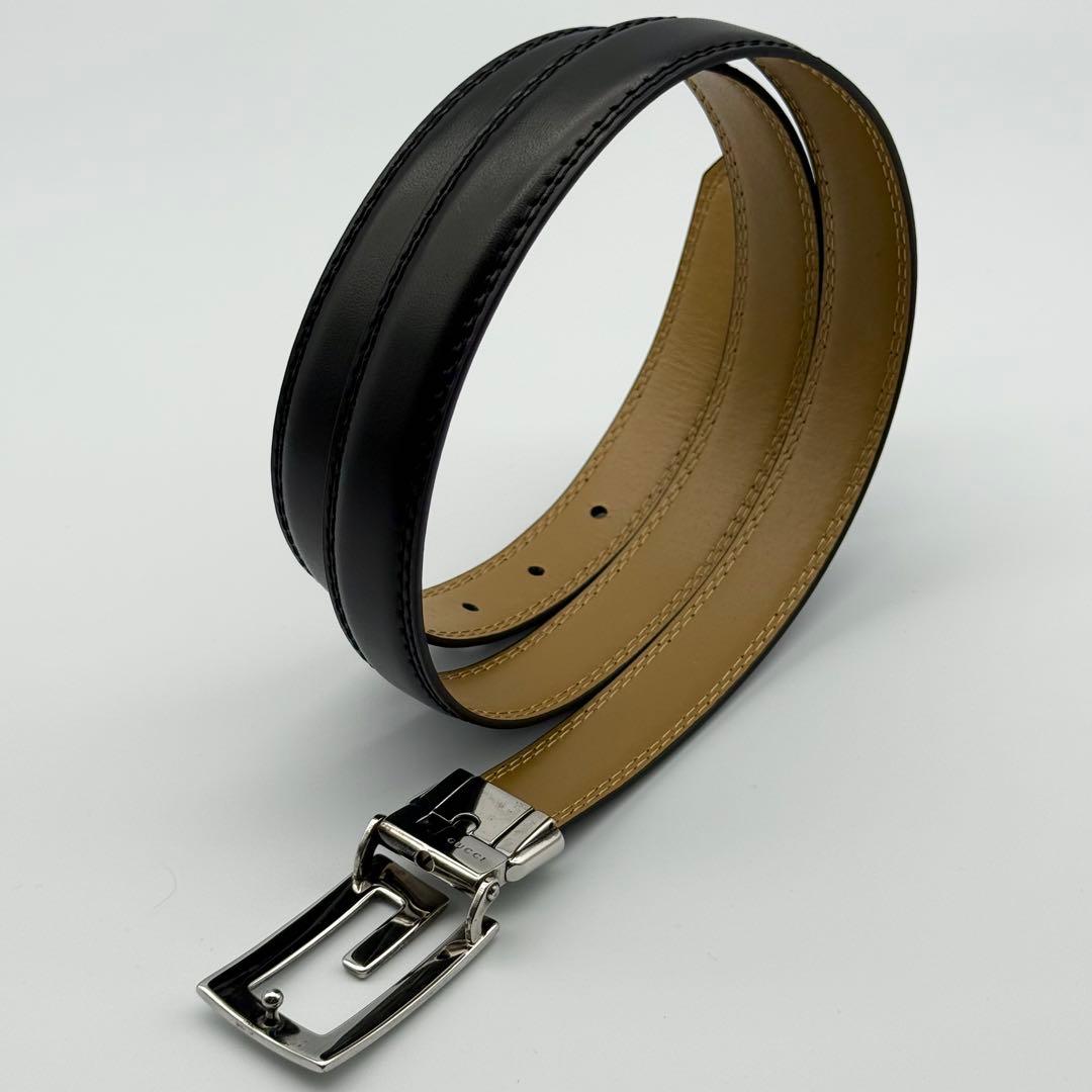 ✨美品✨グッチ ベルト Gバックル シルバー金具 レディース 本革 ビジネス