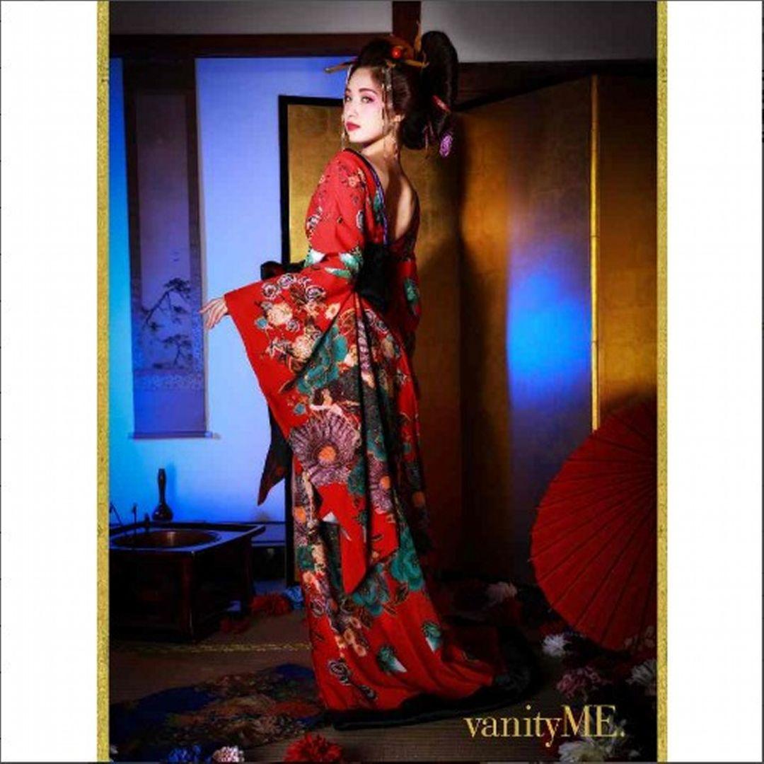 美品 vanityME 花魁 コスチューム 赤 和柄 本格和装 着物 花魁ドレス
