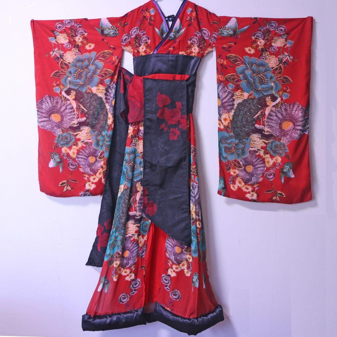 美品 vanityME 花魁 コスチューム 赤 和柄 本格和装 着物 花魁ドレス