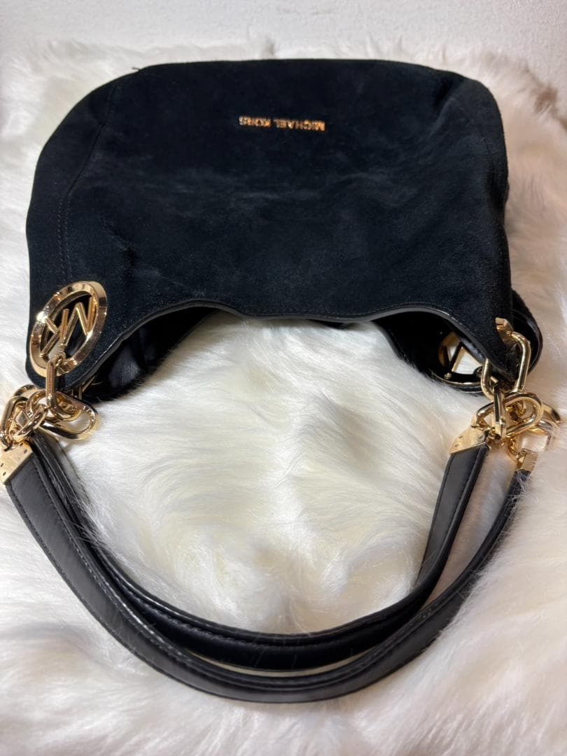 マイケルコース スエード ショルダーバッグ 黒 チェーン MKロゴ金具 肩掛け