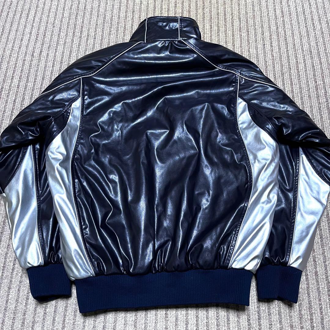 asics 高校野球部 グランドコート グラコン ジャンパー 紺＆銀 光沢