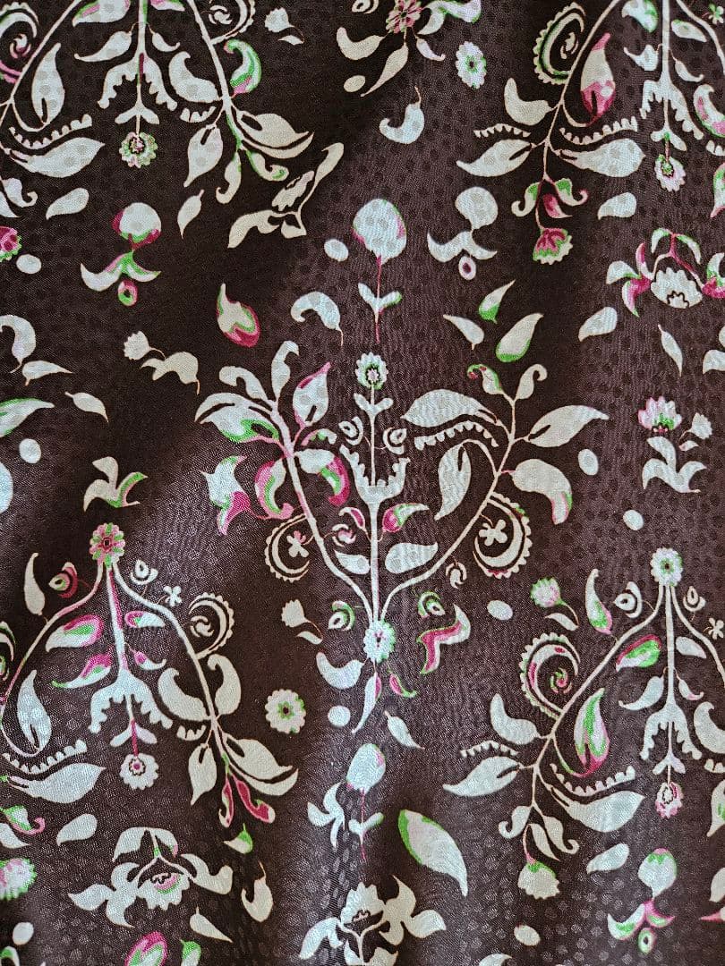 自由区　新品未使用タグ付き　size9 パネルプリント長袖ワンピース ブラウン系