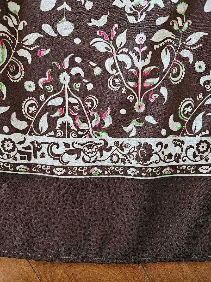 自由区　新品未使用タグ付き　size9 パネルプリント長袖ワンピース ブラウン系