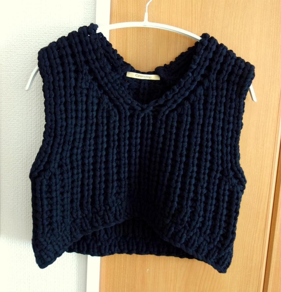 未使用 Curensology ローゲージハンドニットベスト ブラック