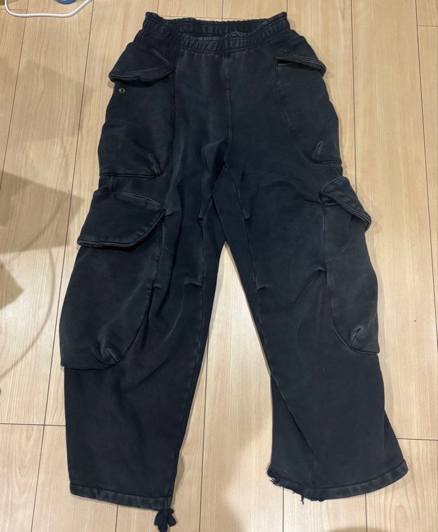 entirestudio ブラック Heavy Gocar カーゴパンツ