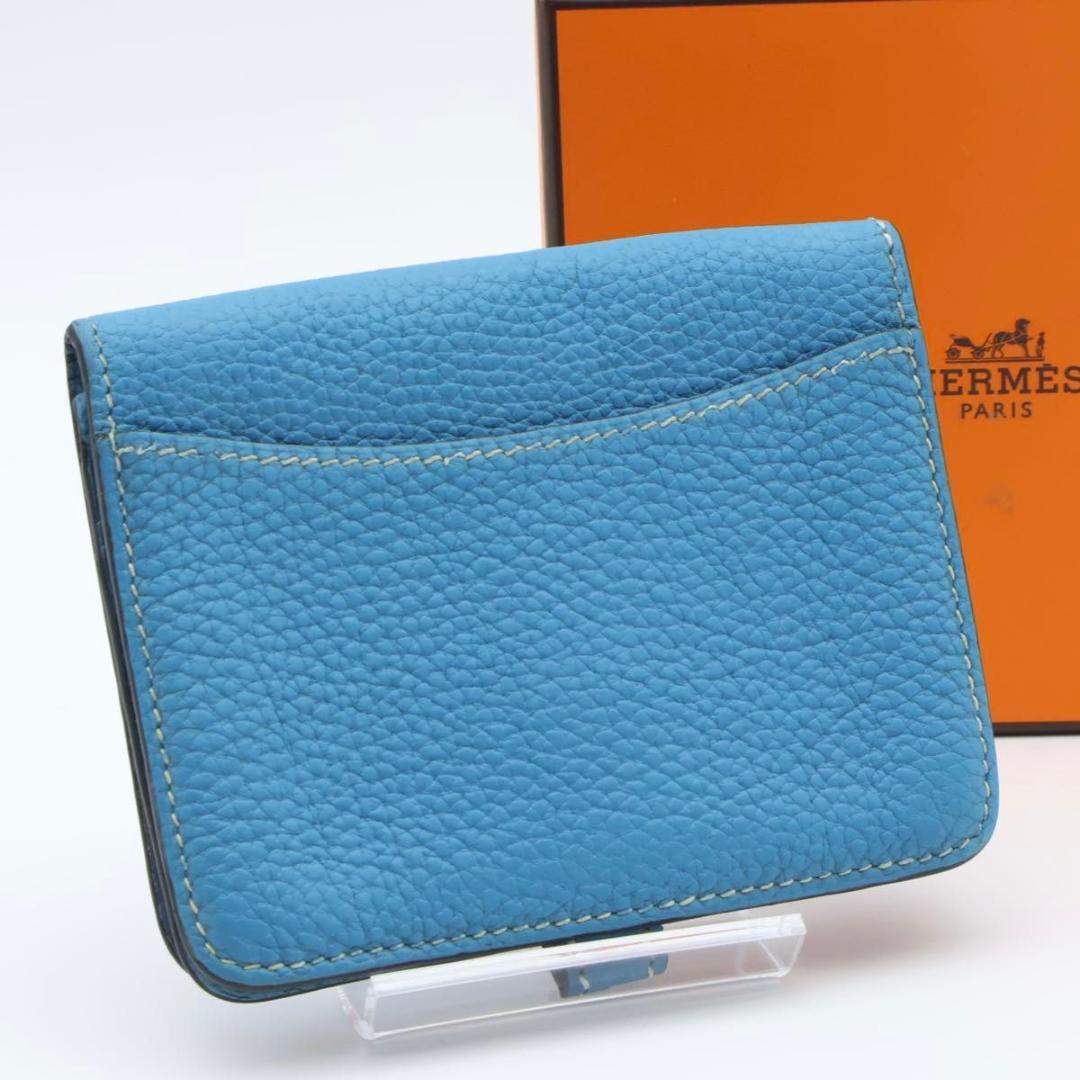 【極美品】HERMES ドゴンコンパクト　ケース　ブルージーン