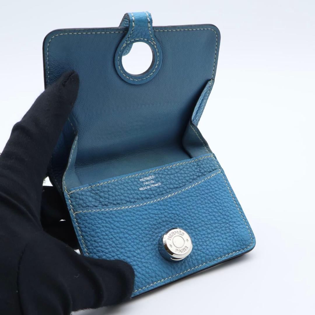 【極美品】HERMES ドゴンコンパクト　ケース　ブルージーン