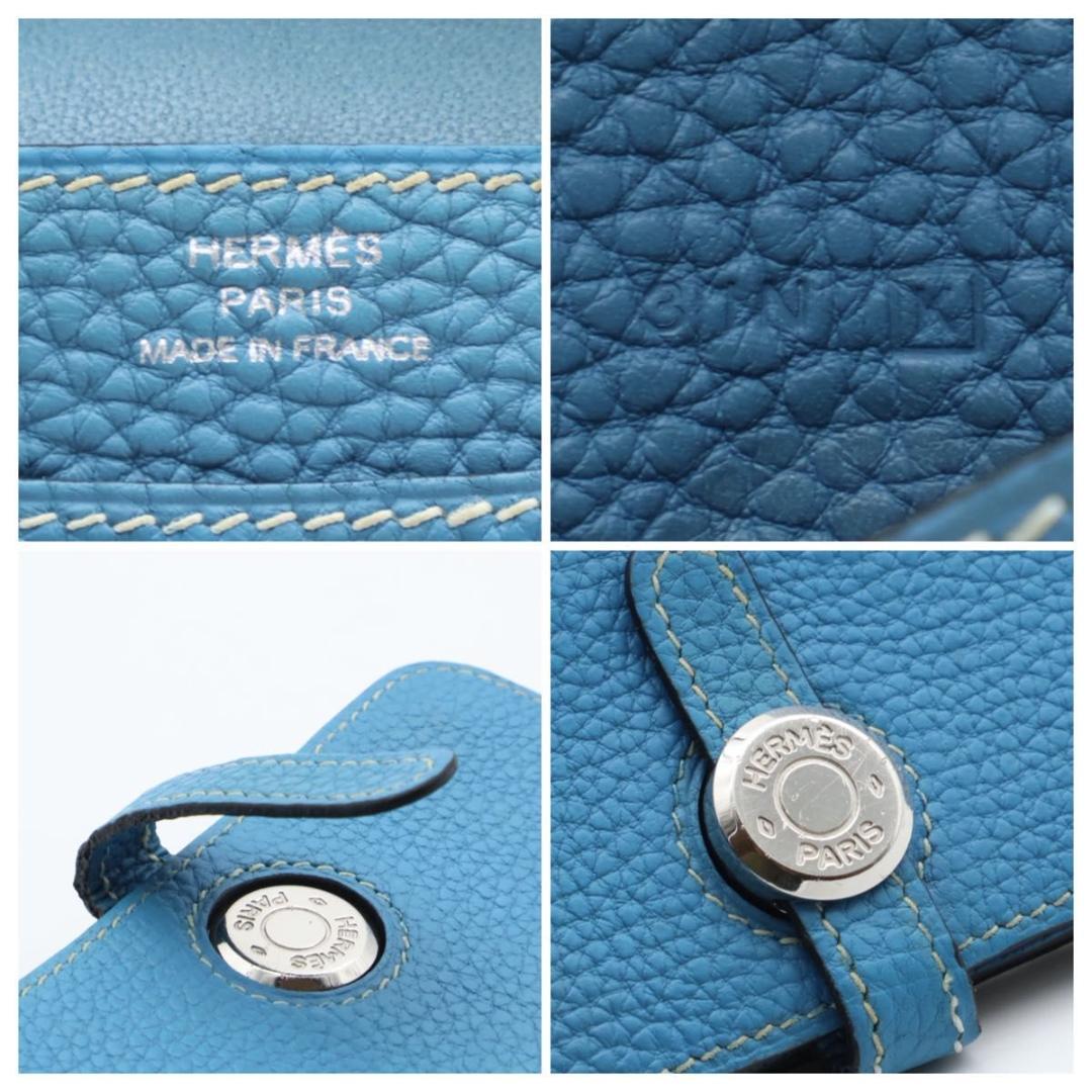 【極美品】HERMES ドゴンコンパクト　ケース　ブルージーン
