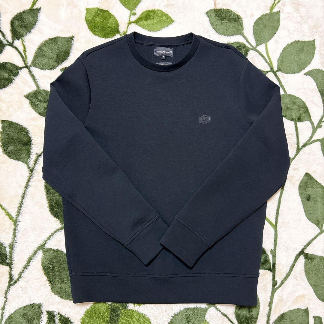 エンポリオアルマーニ クルーネックスウェットシャツ メンズ ブラック Sサイズ