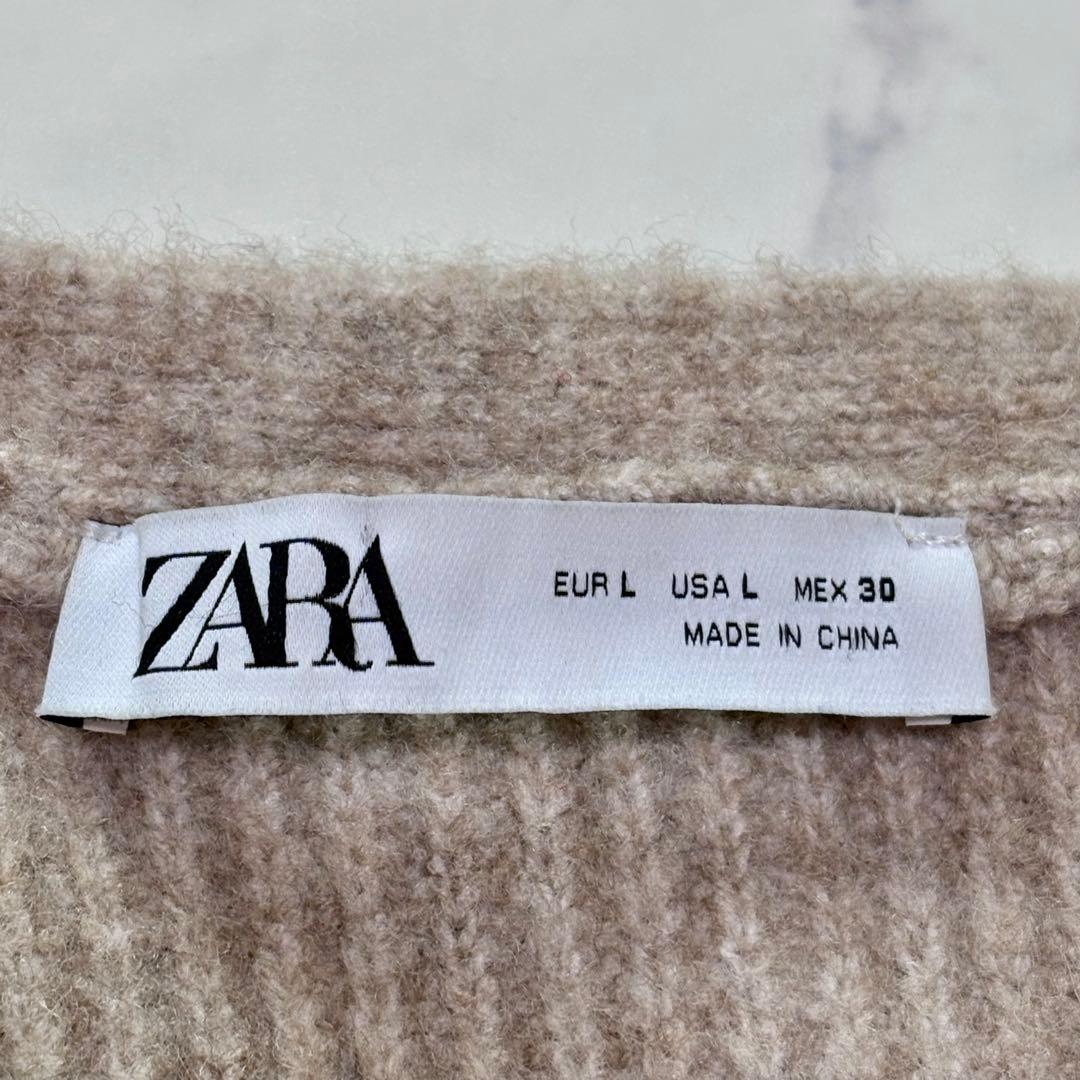 美品 ZARA ザラ コントラスト フェイクパール ニット コート カーディガン