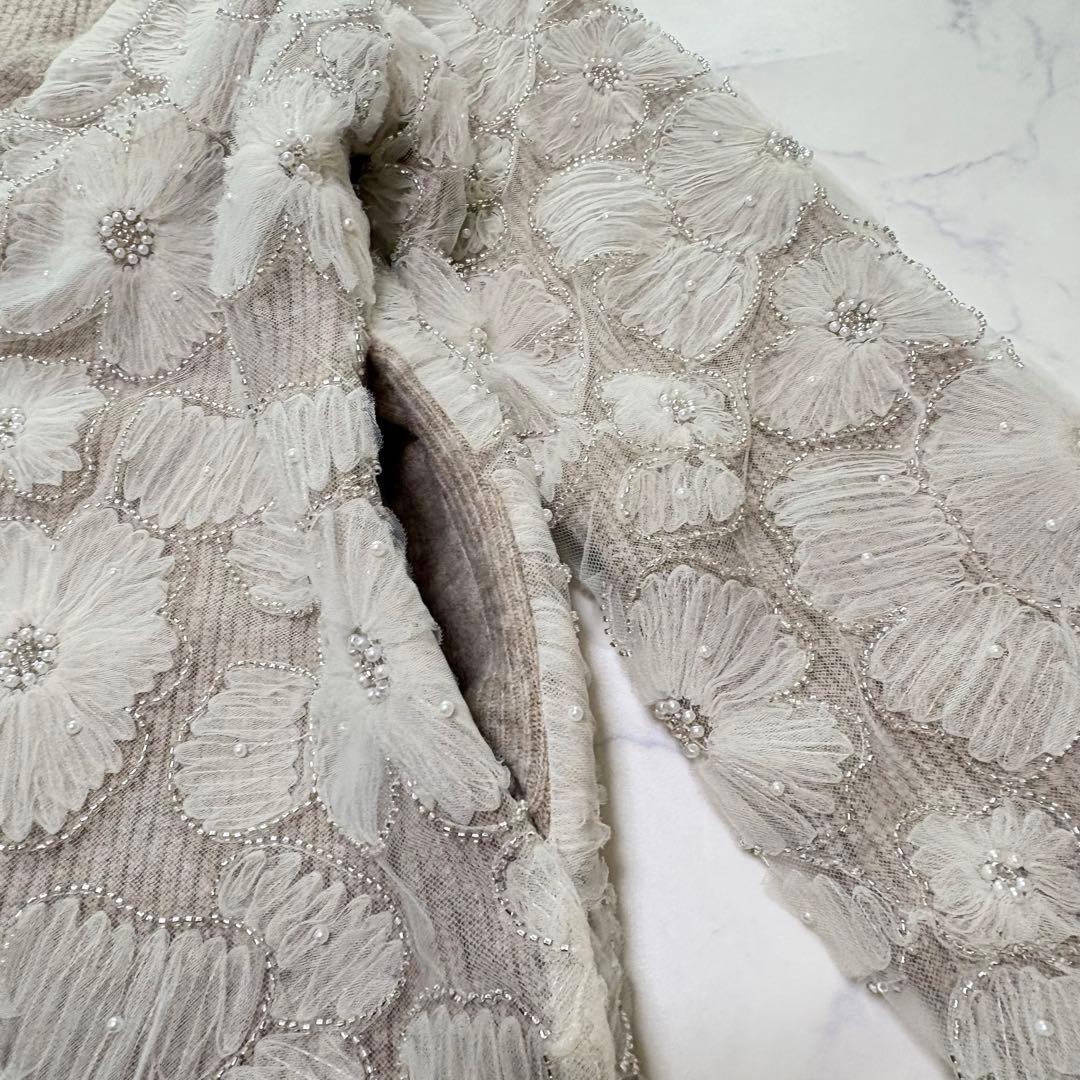 美品 ZARA ザラ コントラスト フェイクパール ニット コート カーディガン