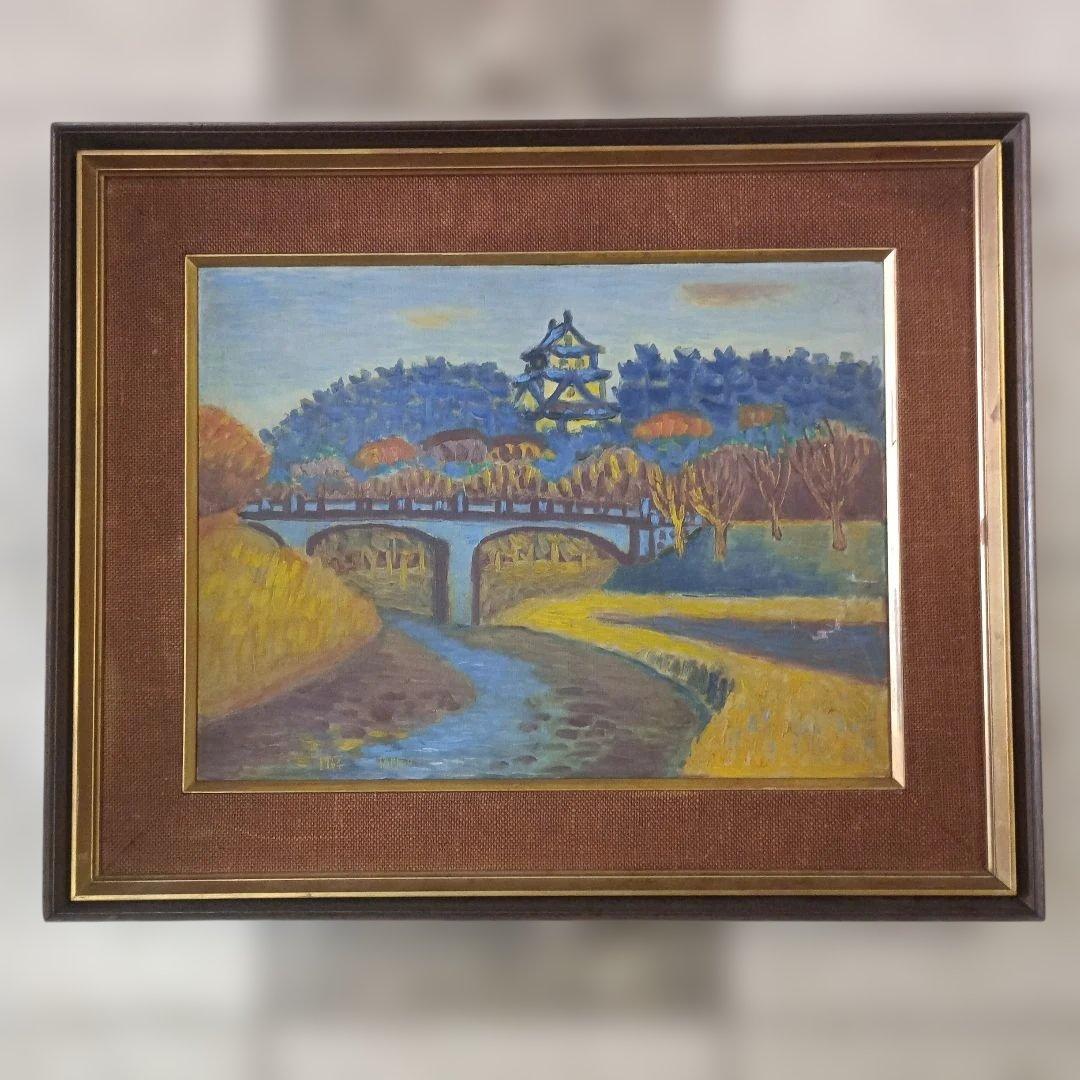 u*c様 4583）油絵P12号「岡崎城」TAKEOのサイン