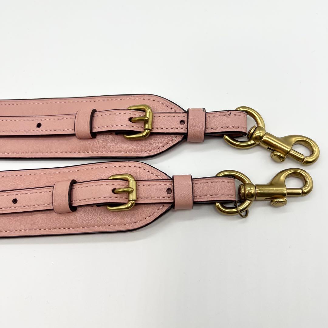 極美品✨コーチ　ショルダーストラップ　ティーローズ　ピンク　レザー　フラワー