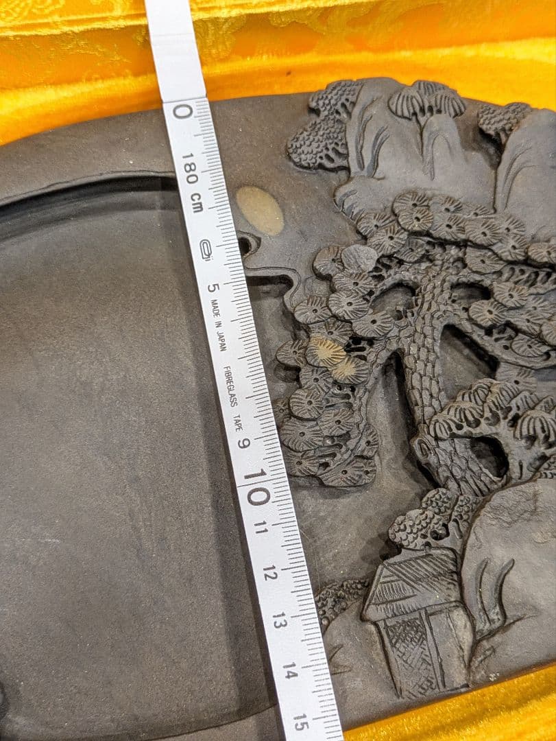 ❛ 中国硯 すずり 手彫り 端渓硯 天然石端渓石 松 習字 飾り