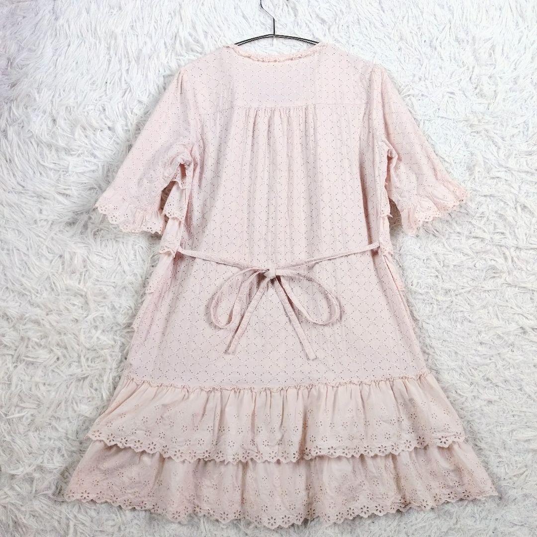 [超カワ]PINKHOUSE 10段レースフリルワンピース　総レース　ピンク