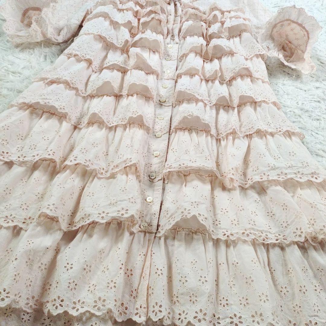 [超カワ]PINKHOUSE 10段レースフリルワンピース　総レース　ピンク