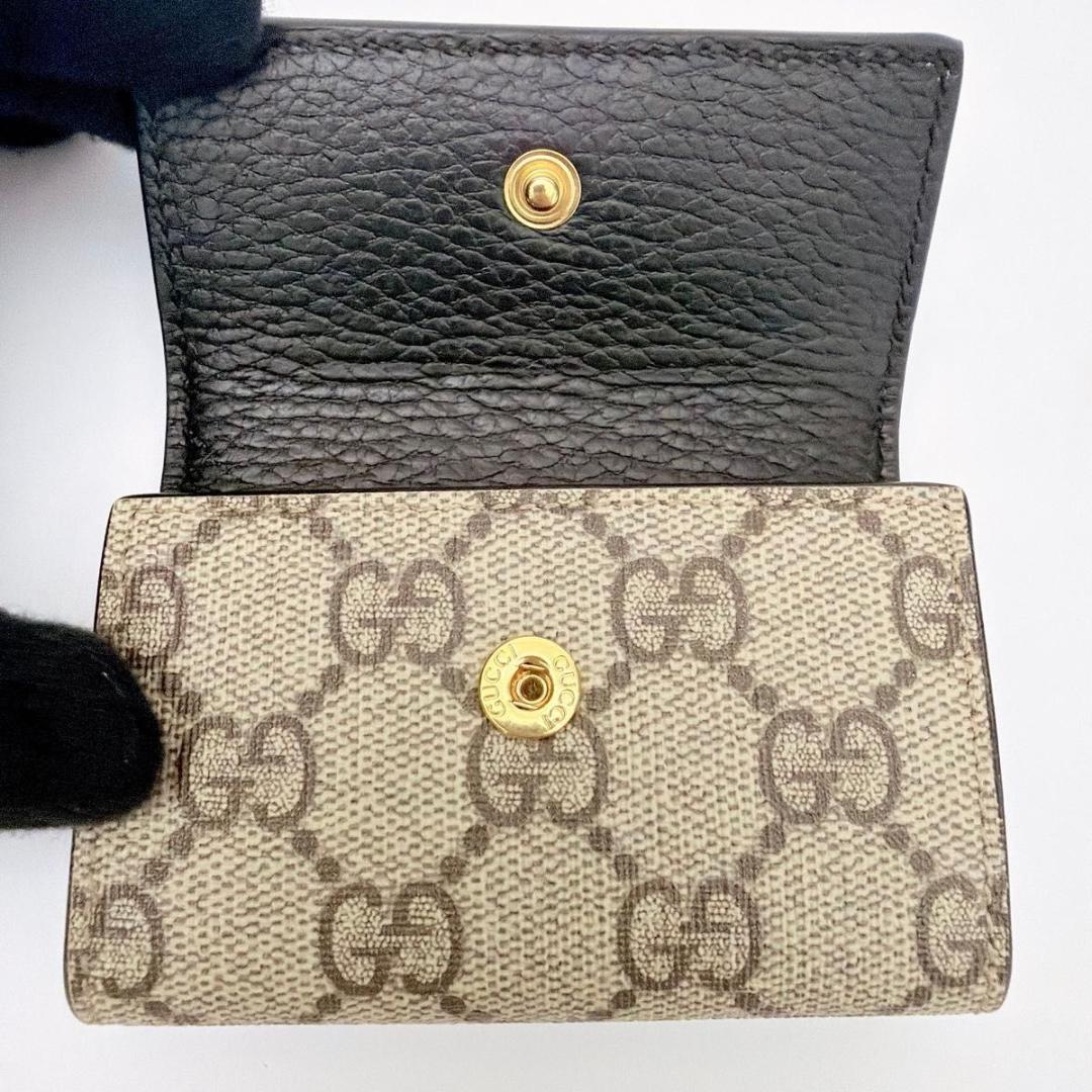 グッチ ダブルG バイカラー キーケース GGマーモント ブラック ベージュ