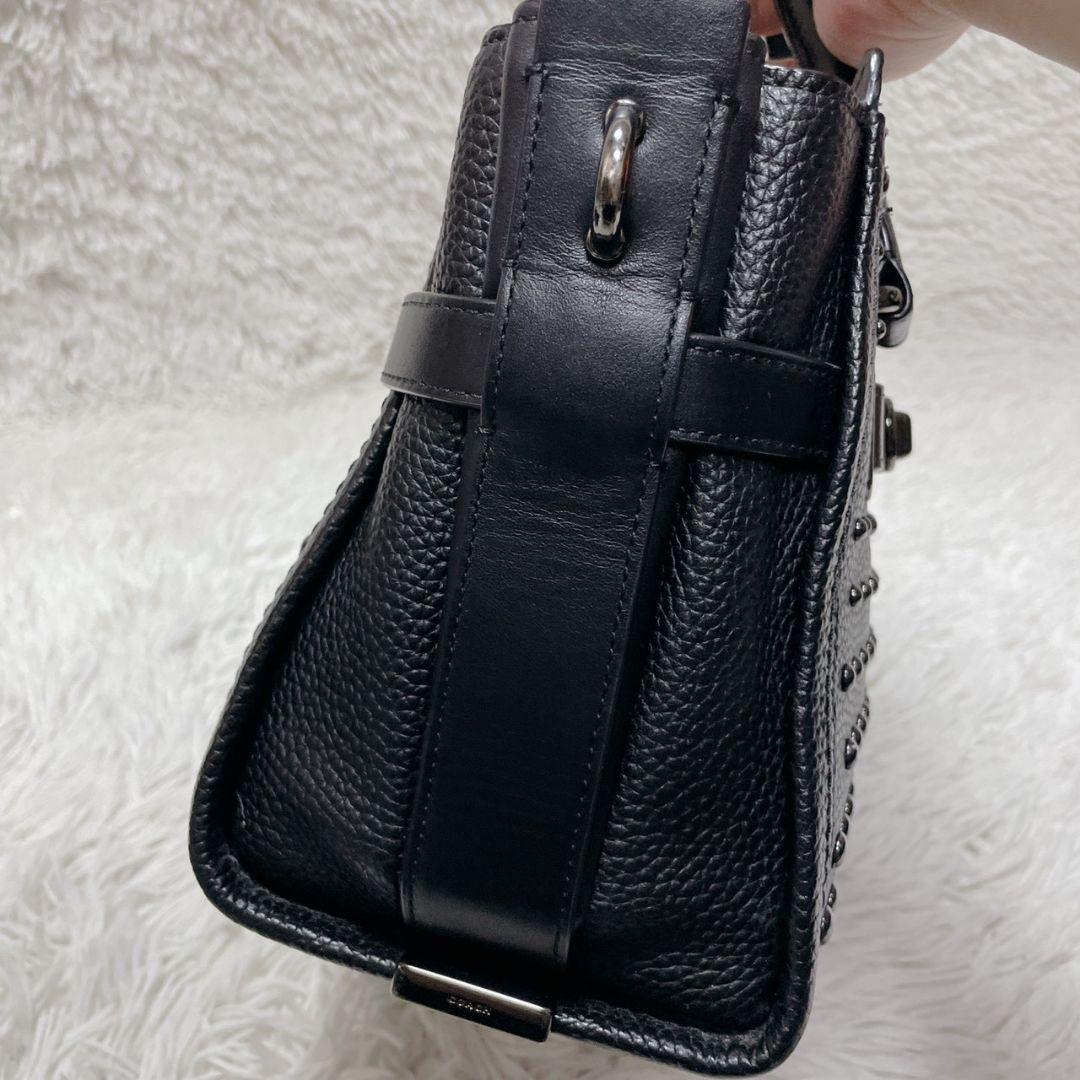 COACH ハンドバッグ スタッズ ターンロック レディース ブラック