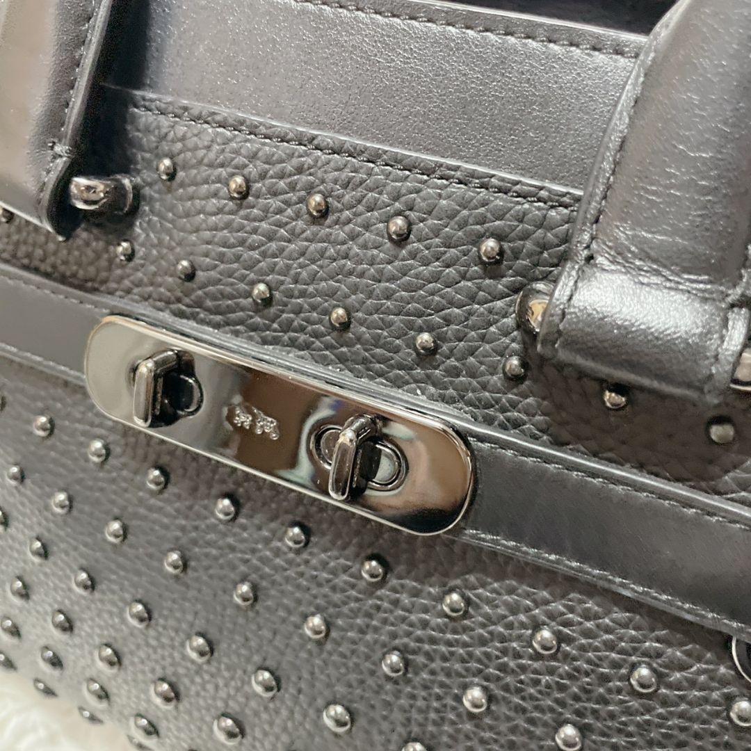 COACH ハンドバッグ スタッズ ターンロック レディース ブラック