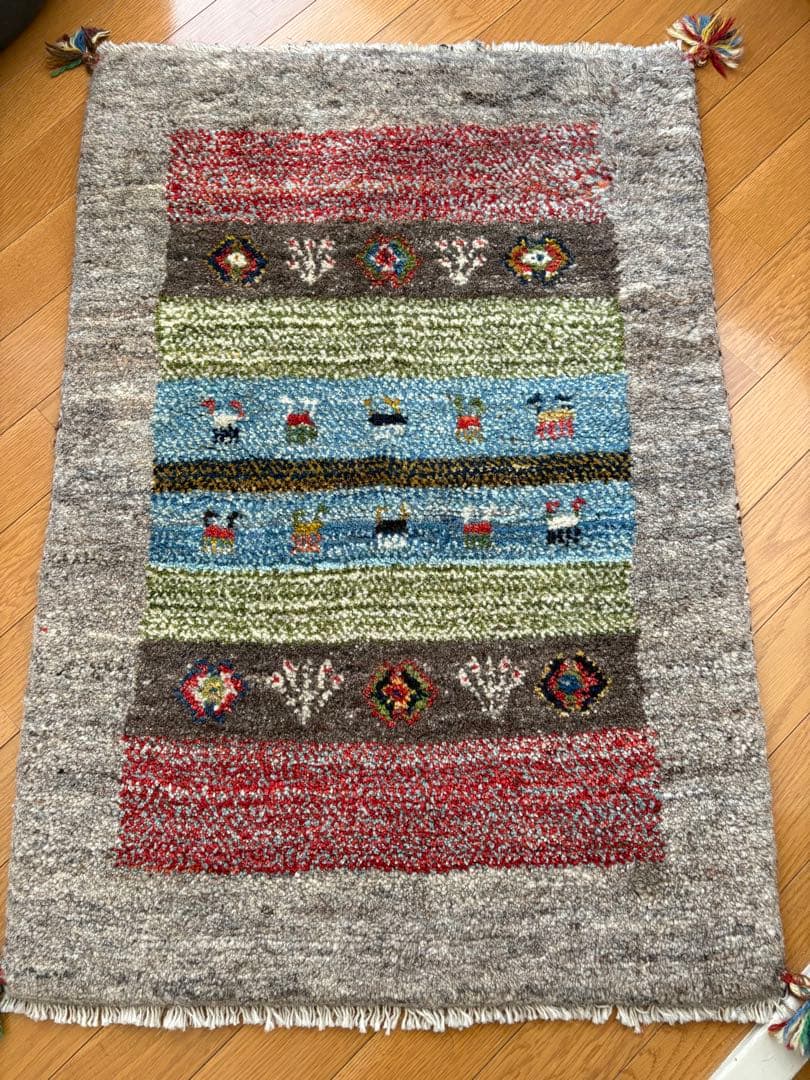ペルシャ ギャッベ マット ラグ 63×90cm ウール