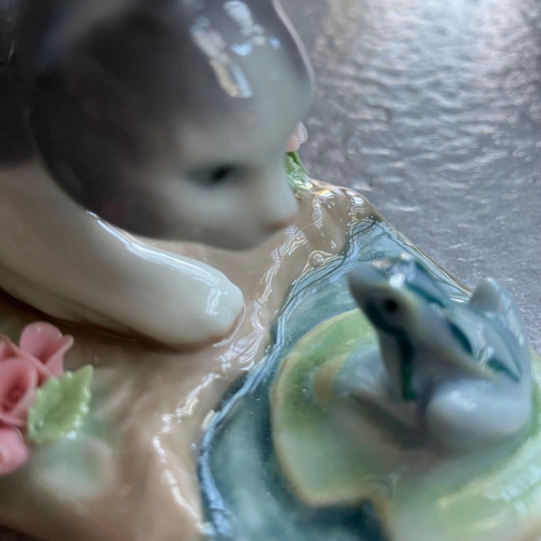 廃番希少 リヤドロ LLADRO 01442 猫とカエル にらみ合い　 箱付き