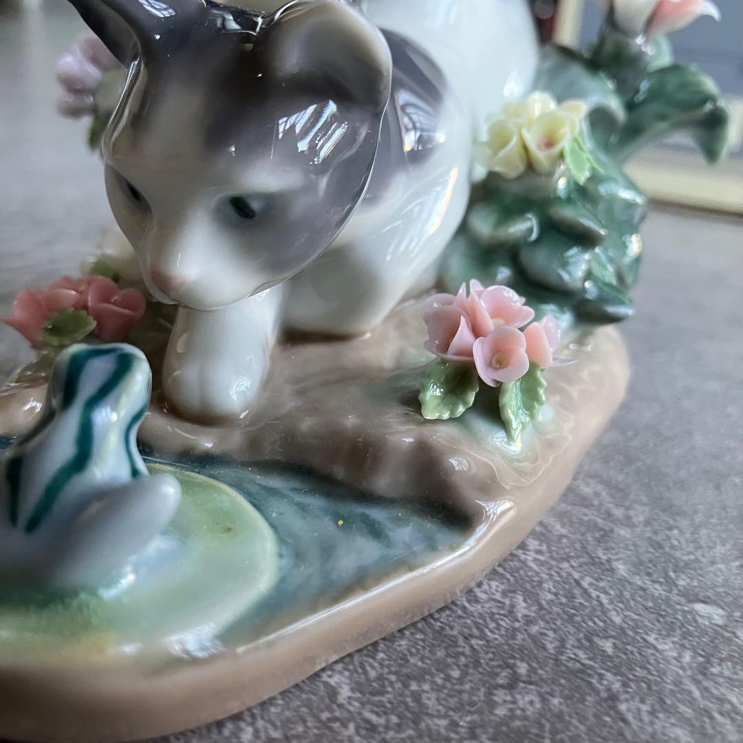 廃番希少 リヤドロ LLADRO 01442 猫とカエル にらみ合い　 箱付き