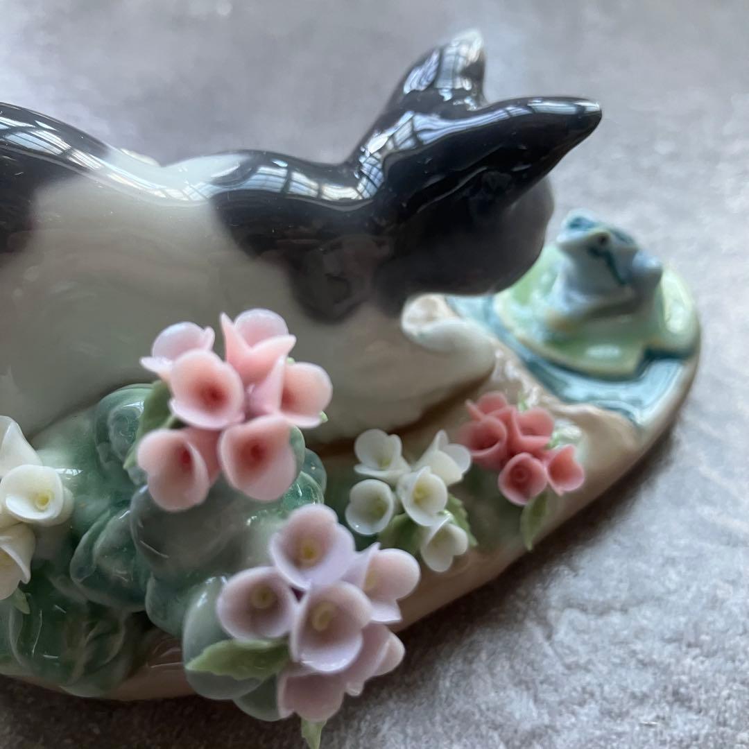 廃番希少 リヤドロ LLADRO 01442 猫とカエル にらみ合い　 箱付き
