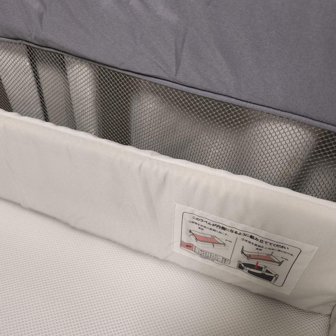 【美品】アップリカ ココネルエアーAB ベビーベッド グレーベアー