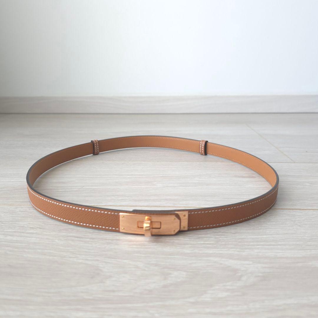 未使用【エルメス】ベルト《ケリー》18　ゴールド　ピンクゴールド金具　B刻印