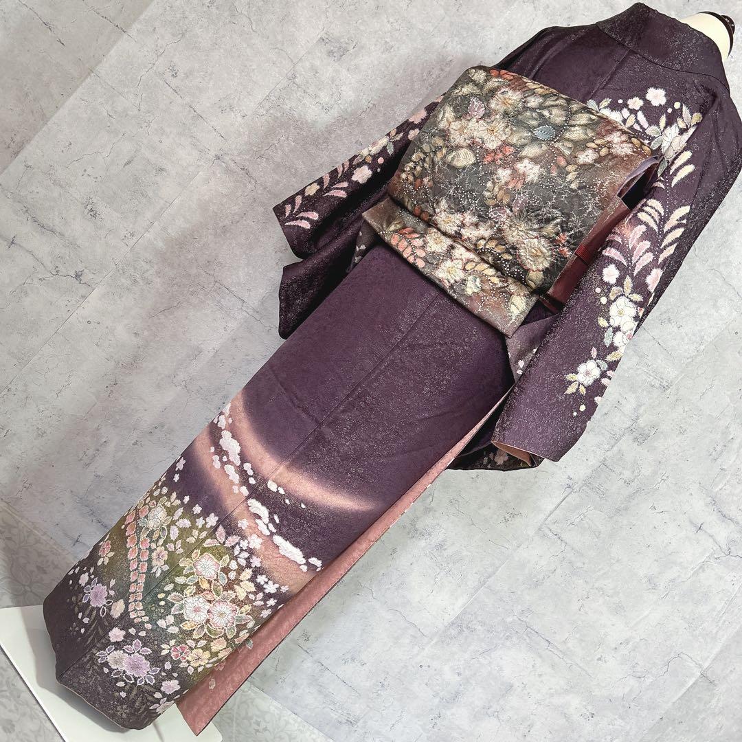 訪問着フルセット　辻ヶ花　翠山　着物　裄丈70 徳永憲峯　豪華　逸品　金通し　紫