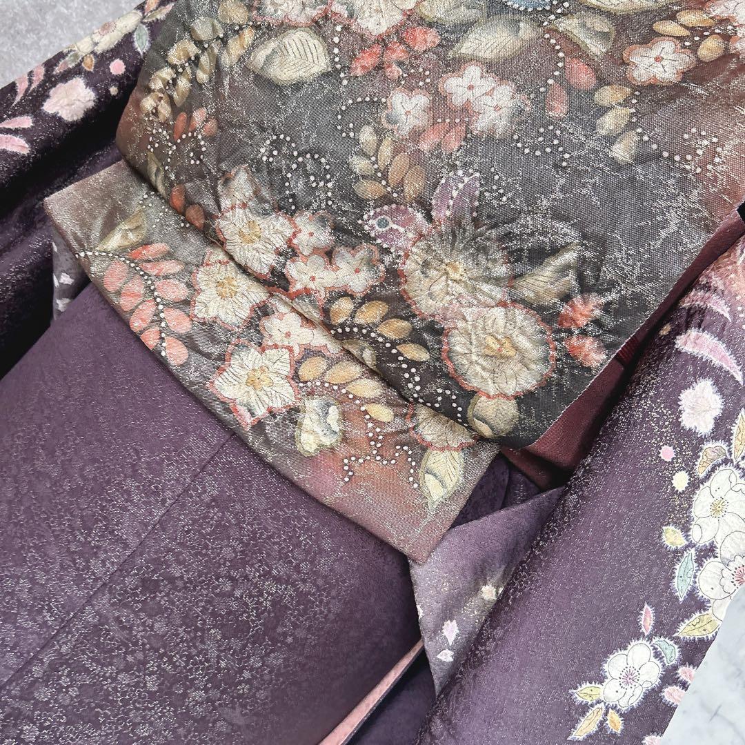 訪問着フルセット　辻ヶ花　翠山　着物　裄丈70 徳永憲峯　豪華　逸品　金通し　紫