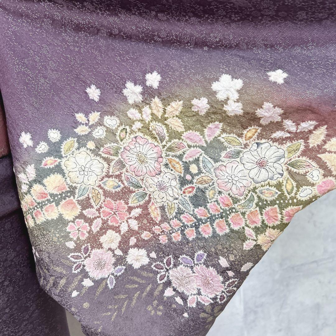 訪問着フルセット　辻ヶ花　翠山　着物　裄丈70 徳永憲峯　豪華　逸品　金通し　紫