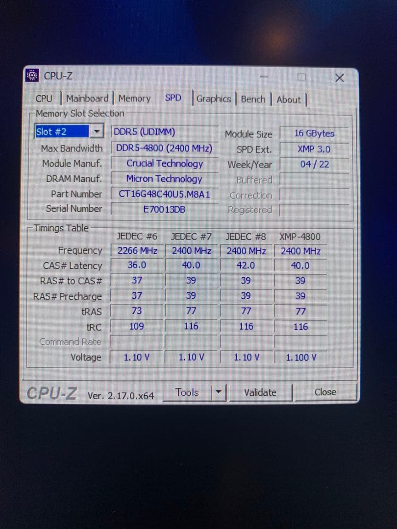 crucial 16GBx2 計32GB DDR5-4800